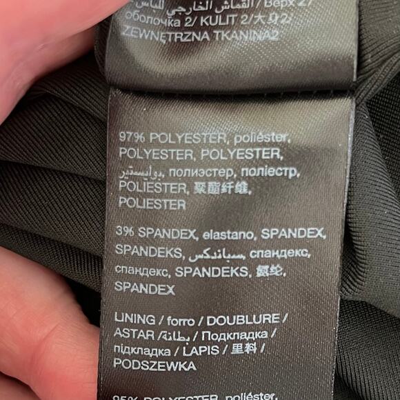 Bebe Black Gold Sequins Asymmetrical Sleeves V-Neck Mini Sheath Dress XXS/00 NWT - Picture 11 of 15